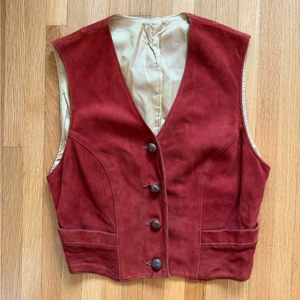 Women's vintage Red Suede Vest